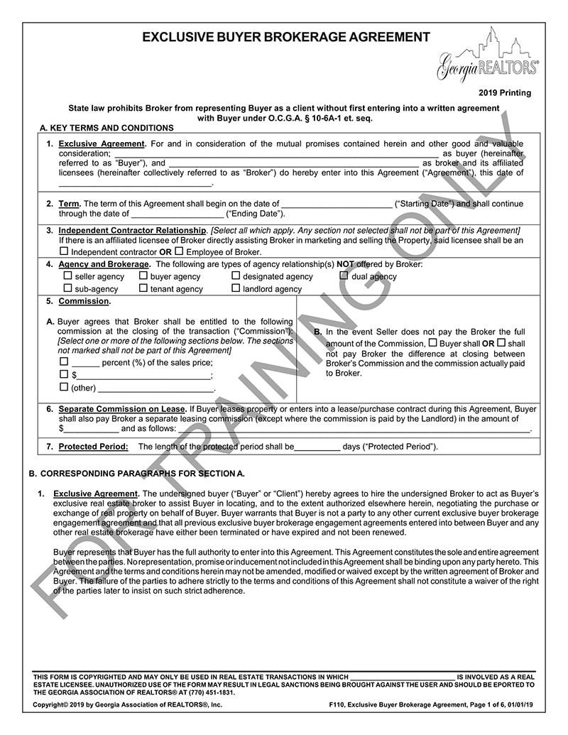 Exclusive Buyer Brokerage Agreement Example.