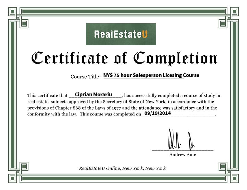 Certificate of completion example.