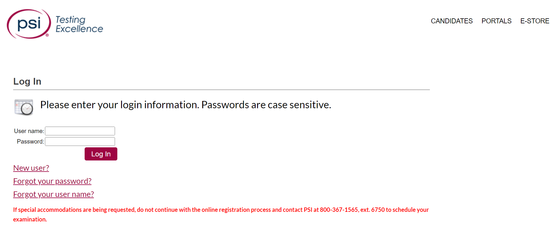PSI page where you must create a user ID. 