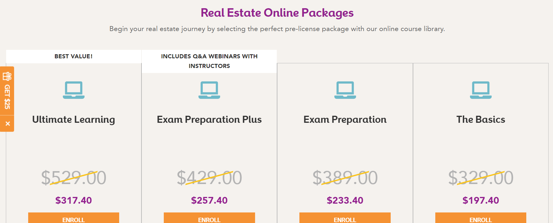 The cost for the New York Real estate pre-license online courses offered by realestateexpress.com.