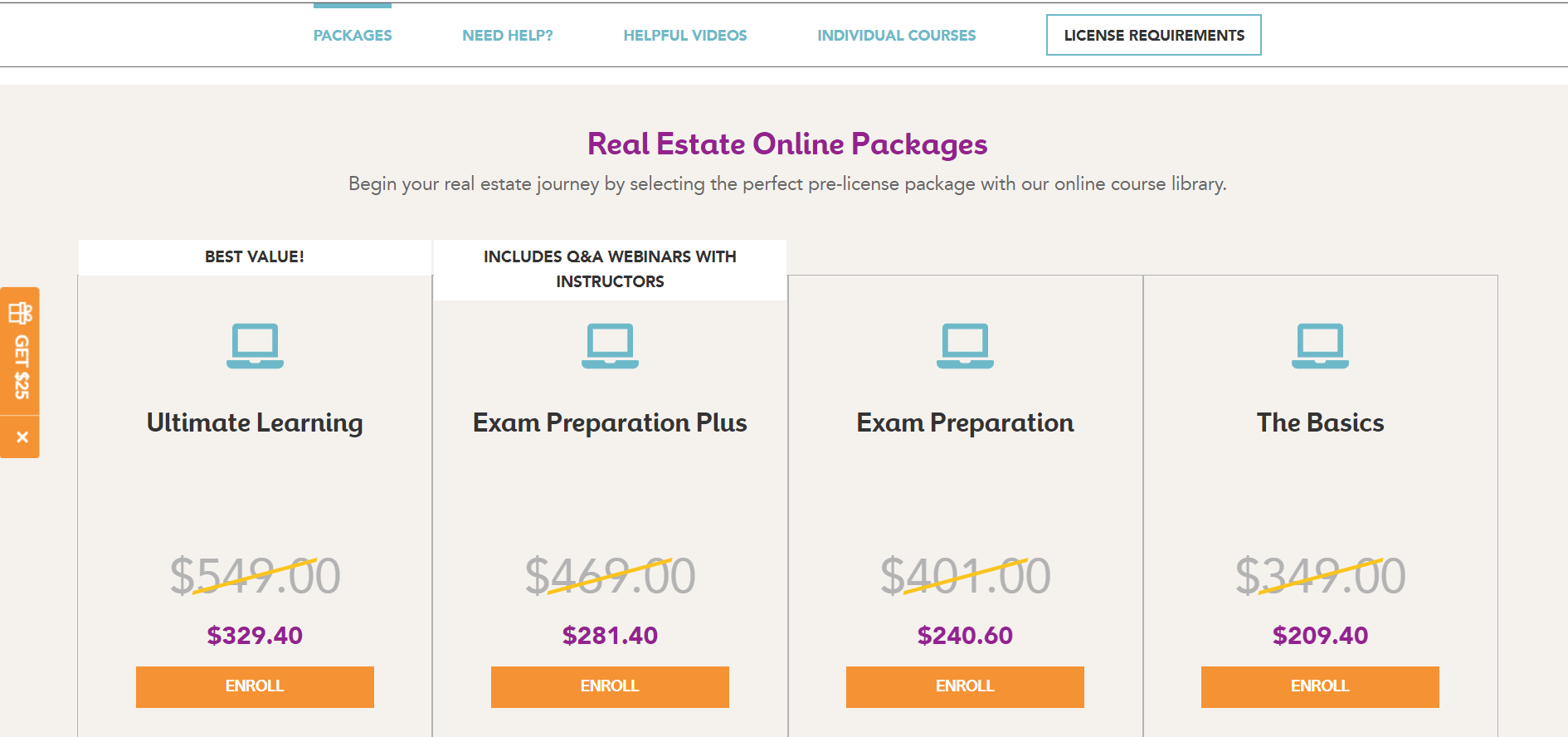 Advertisement for the Real Estate Online Packages course from RealEstateExpress.