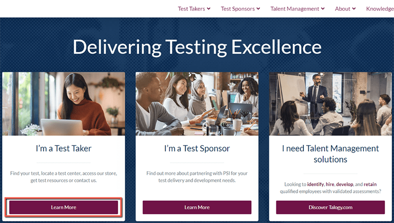PSI website for Test Takers to schedule the real estate salesperson exam in South Carolina.