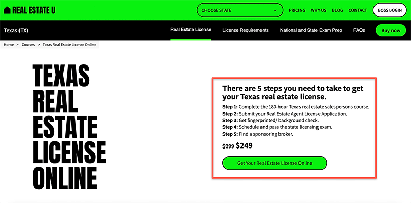 Affordable option for the Texas Real Estate License Online course from RealEstateU.