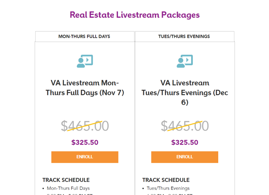 Real Estate Express Livestream Course in Virginia.