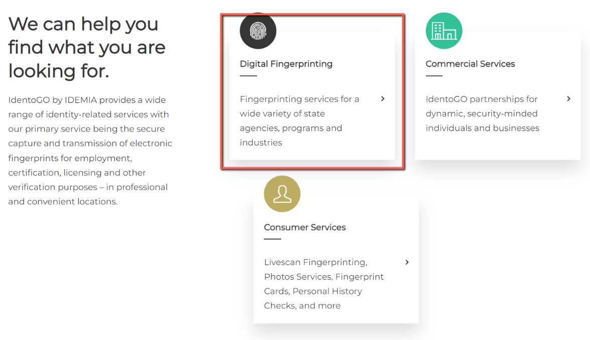 Select the “Digital Fingerprinting” option when you scroll down on the homepage.