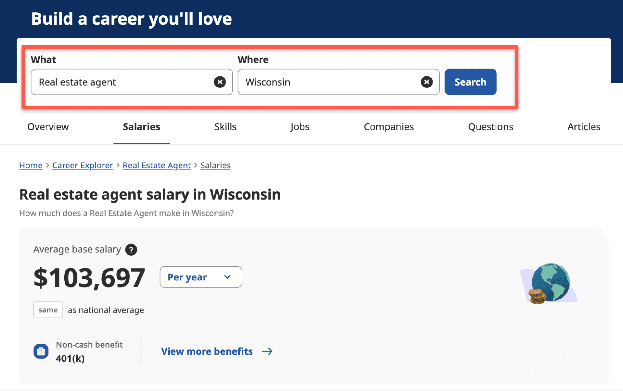 Salary information for real estate agents in Wisconsin.