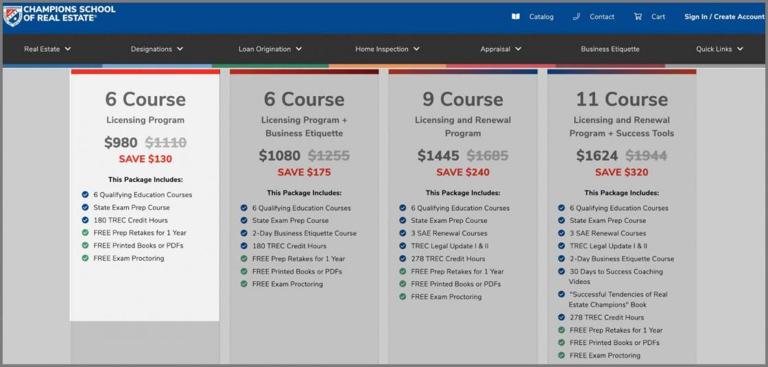 Expensive choice for the online Texas Real Estate License course from Champion School