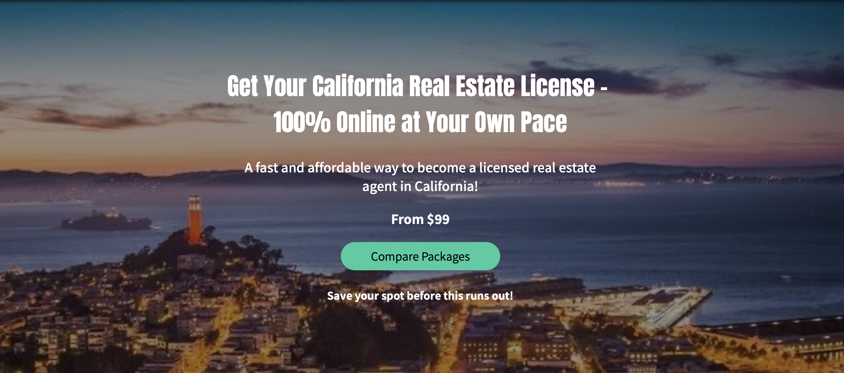 Advertisement for the California Real Estate License Course from Real EstateU