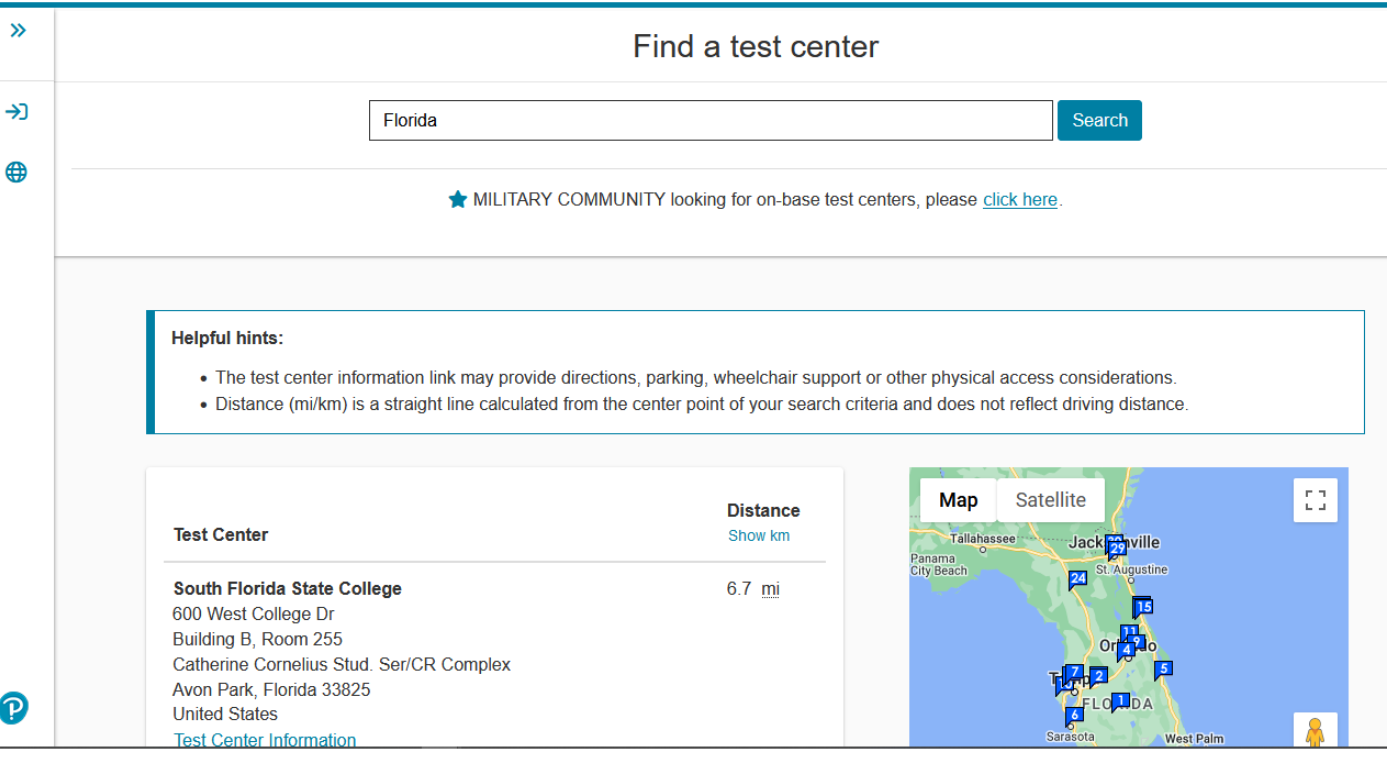 Pearson Vue website to find a convenient test center.