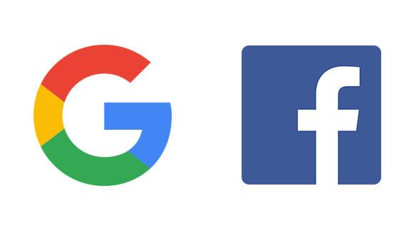 Google and Facebook logo.